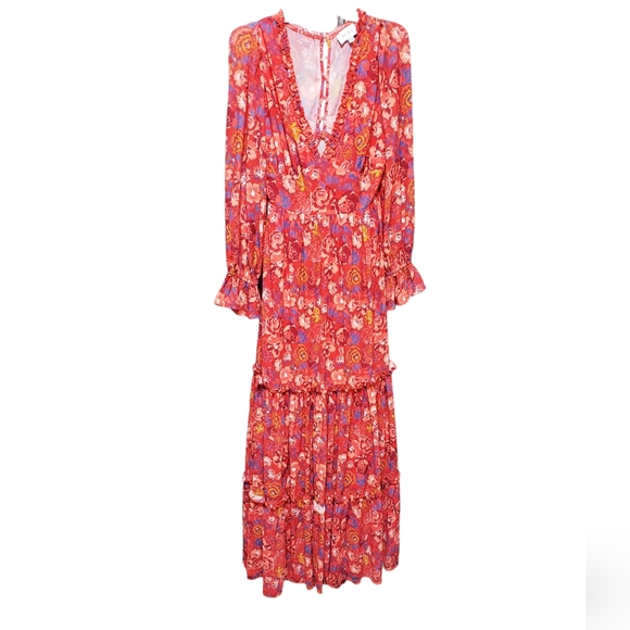 AURA Red Floral Print Maxi Dress - S - Picture 2 of 9